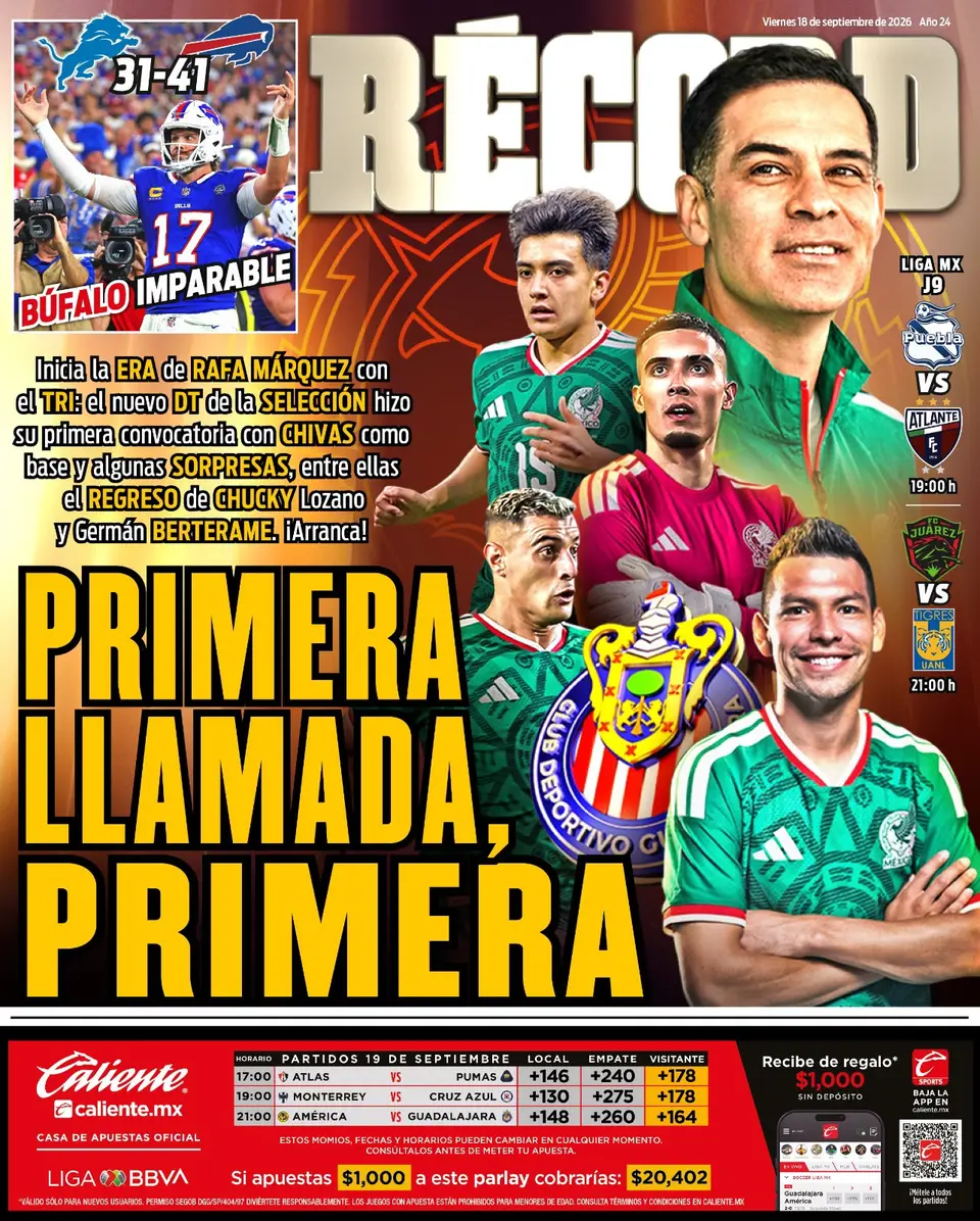 Portada RÉCORD 18 de Septiembre de 2026