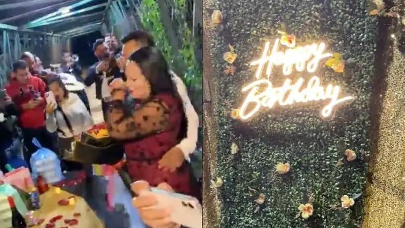 Celebran fiesta de cumpleaños en puente peatonal de Guadalajara