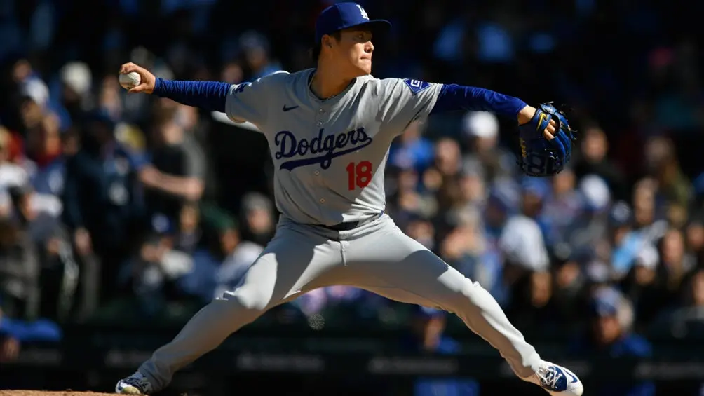 Yoshinobu Yamamoto lanzando con los Dodgers | AP