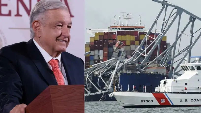 AMLO confirma dos mexicanos desaparecidos, tras derrumbe del puente Francis Scott Key, en Baltimore