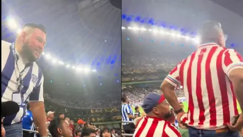 Aficionado de Rayados "arremetió" contra seguidor de Chivas por celebrar gol