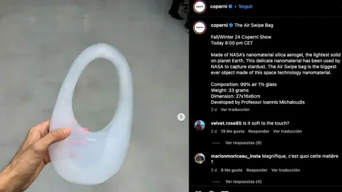 Bolso de aire y vidrio se roba la atención en la semana de la moda en París
