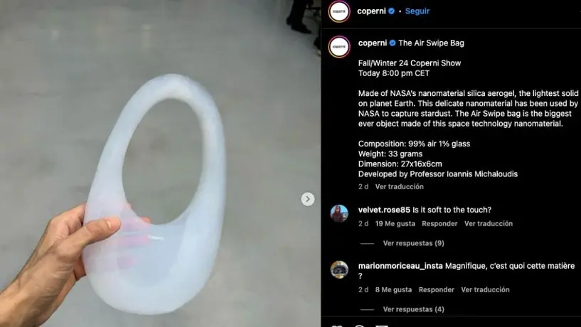 Bolso de aire y vidrio se roba la atención en la semana de la moda en París