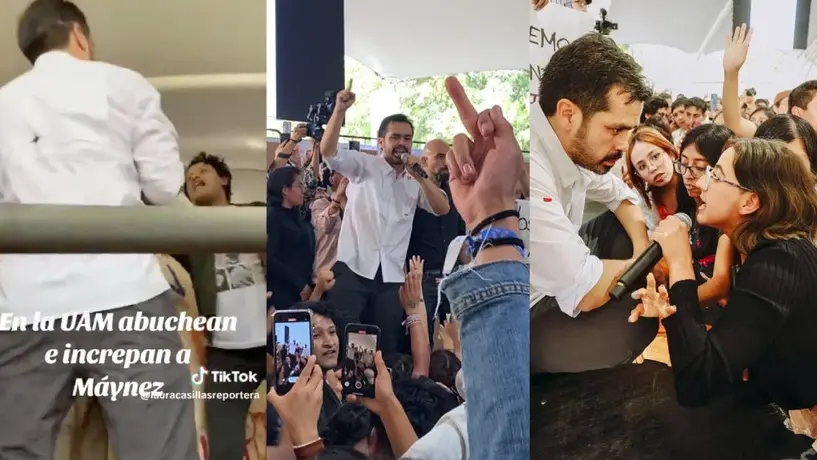 VIDEO: Máynez es increpado por estudiantes de la UAM Xochimilco y lo terminan empujando