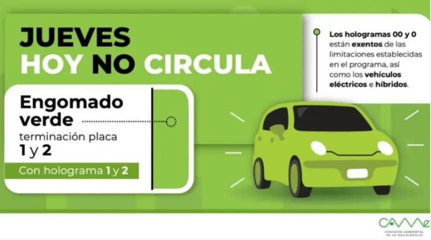 Los jueves no circula el engomado verde. / CAME