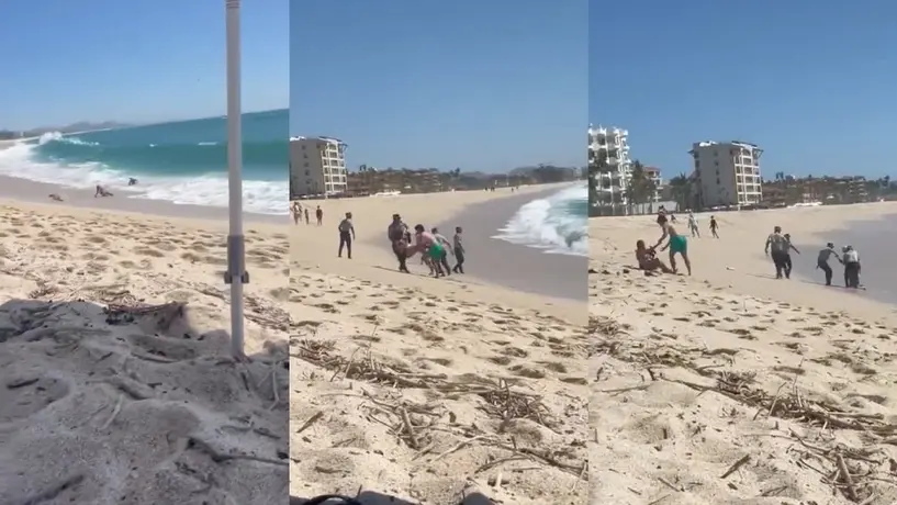 ¡OMG! Dos turistas estadounidenses fueron rescatados del fuerte oleaje en Baja California Sur
