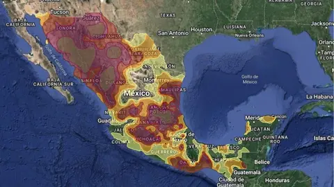 Revelan mapa de niveles de sequía en México