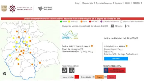 En la Ciudad de México se reporta: ¡Mala calidad del aire!