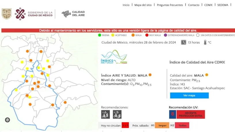 En la Ciudad de México se reporta: ¡Mala calidad del aire!