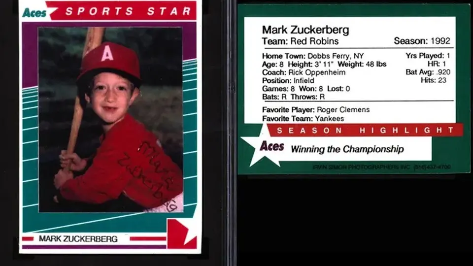 Mark Zuckerberg: Su tarjeta de beisbol autografiada será subastada