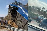 Carretera México-Puebla: Colapsada y con largas filas de automovilistas detenidos por volcadura de autobús