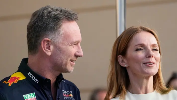 En medio de la controversia, Christian Horner y Geri Halliwell llegan de la mano al GP de Bahréin