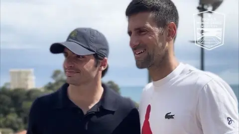 Carlos Sainz se encontró con Djokovic y Jannik Sinner en el Másters de Monte Carlo