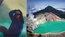 Muere una turista al caer en cráter de un volcán activo en Indonesia mientras se tomaba una foto