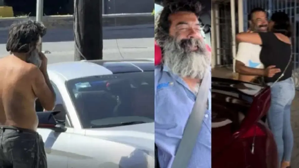 Indigente que se hizo viral por apreciar un Mustang, se reencontró con su hermana después de 13 años perdido