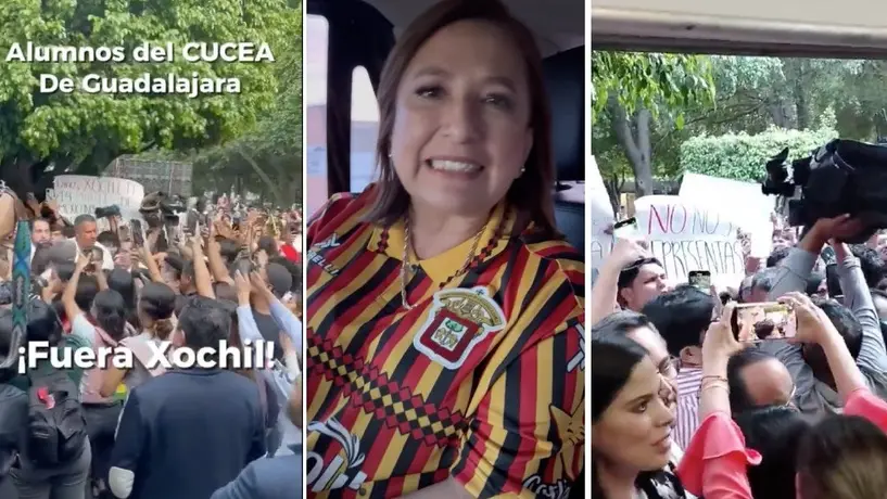 Xóchitl Gálvez: Estudiantes de la Universidad de Guadalajara la despiden entre reclamos