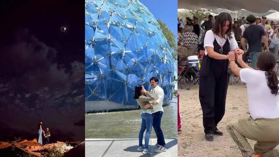 ¡Qué románticos! Novios aprovecharon el Eclipse Solar para pedir matrimonio