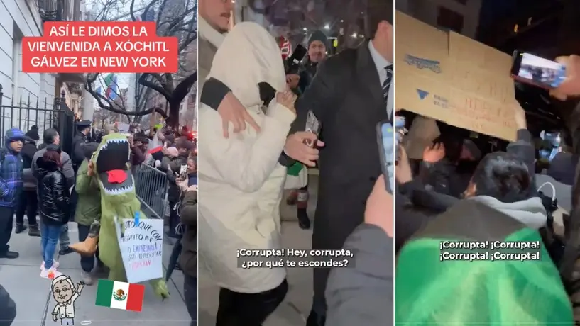 Xóchitl Gálvez escapa de protesta de migrantes mexicanos en Nueva York