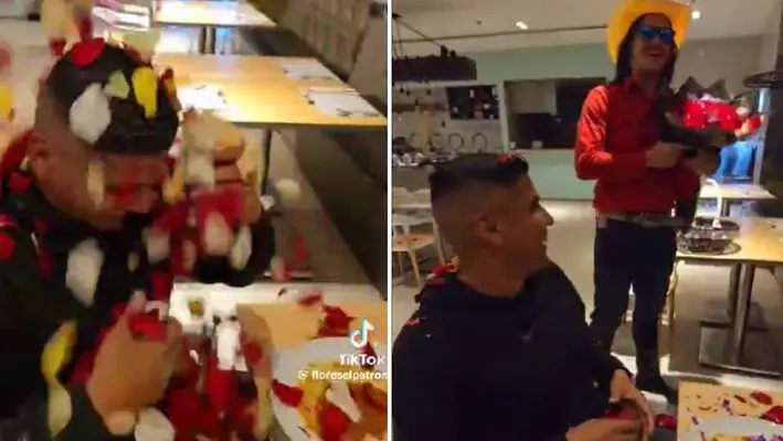 'El Patrón' sorprende con flores a Carlos Salcido en plena cena