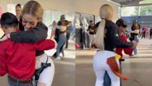 Alumno se hace viral por sacar a bailar quebradita a su maestra