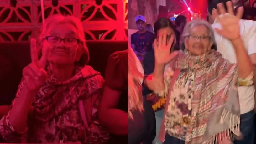 Se llevan a abuelita de antro y se vuelve el alma de la fiesta