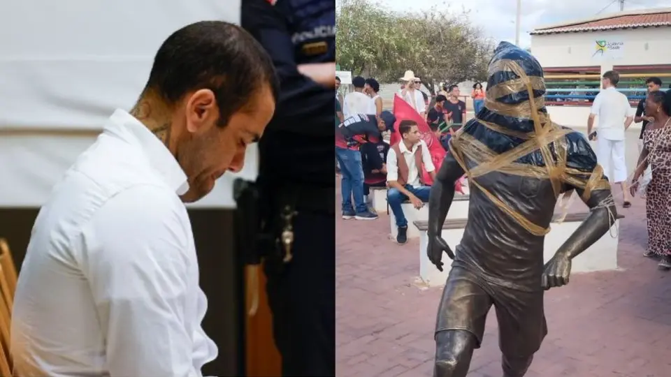 Vandalizan estatua de Dani Alves en Brasil tras ser condenado por agresión sexual