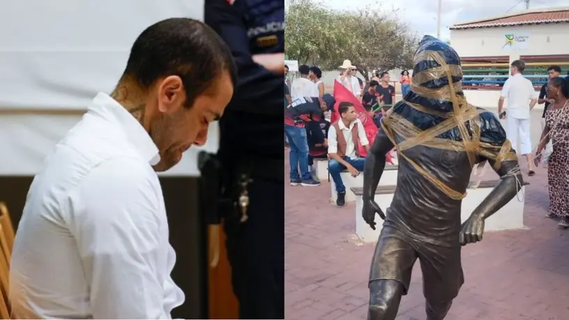 Vandalizan estatua de Dani Alves en Brasil tras ser condenado por agresión sexual