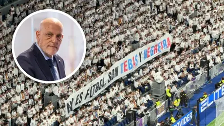 Javier Tebas explota contra el Real Madrid con la pancarta del Bernabéu que aviva la guerra con LaLiga