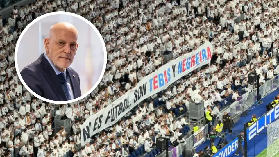 Javier Tebas explota contra el Real Madrid con la pancarta del Bernabéu que aviva la guerra con LaLiga