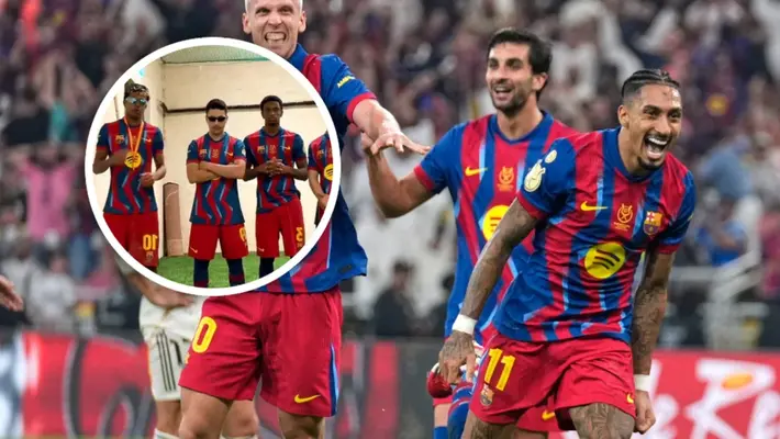 Lamine Yamal lidera la burla del Barça al Real Madrid con un baile tras ganar la Supercopa de España