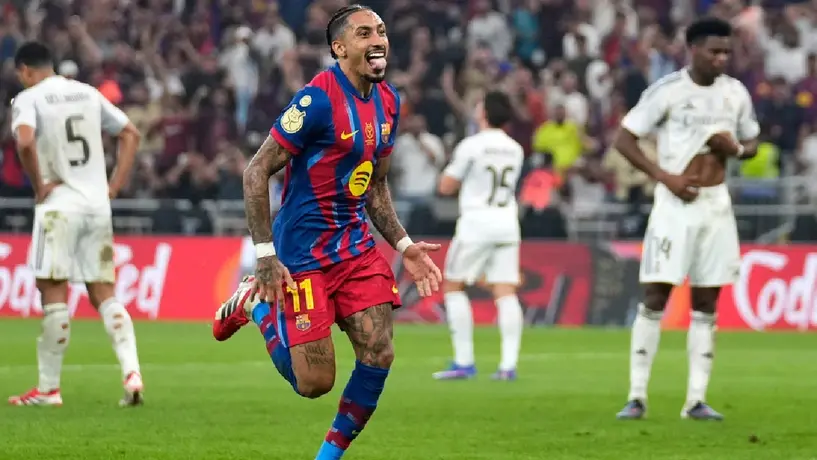 Raphinha será baja del Barcelona para el juego contra la Real Sociedad