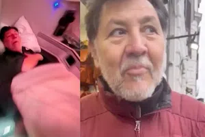 Fernández Noroña es captado durmiendo en vuelo Premier de Roma a la CDMX