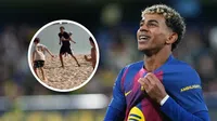 Lamine Yamal sorprende y se une a partido entre niños en las playas de Dubai