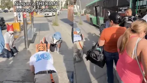 Los therians ahora fueron vistos en una parada de transporte público en Monterrey/X: @emeequis