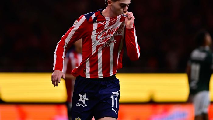 Brian Gutiérrez celebrando el gol anotado ante León | MEXSPORT