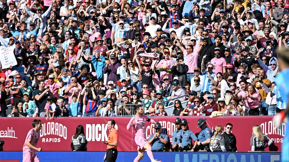 Lionel Messi celebrando su gol 88 con Inter de Miami I AP