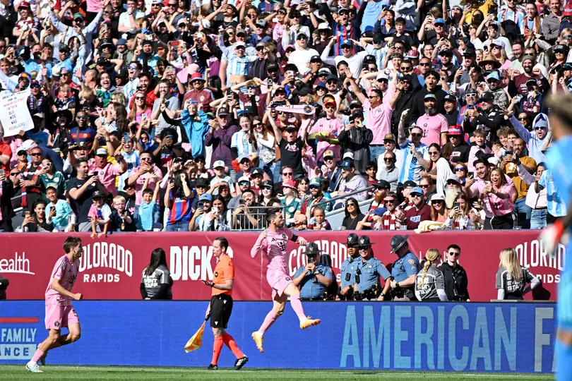 Lionel Messi celebrando su gol 88 con Inter de Miami I AP