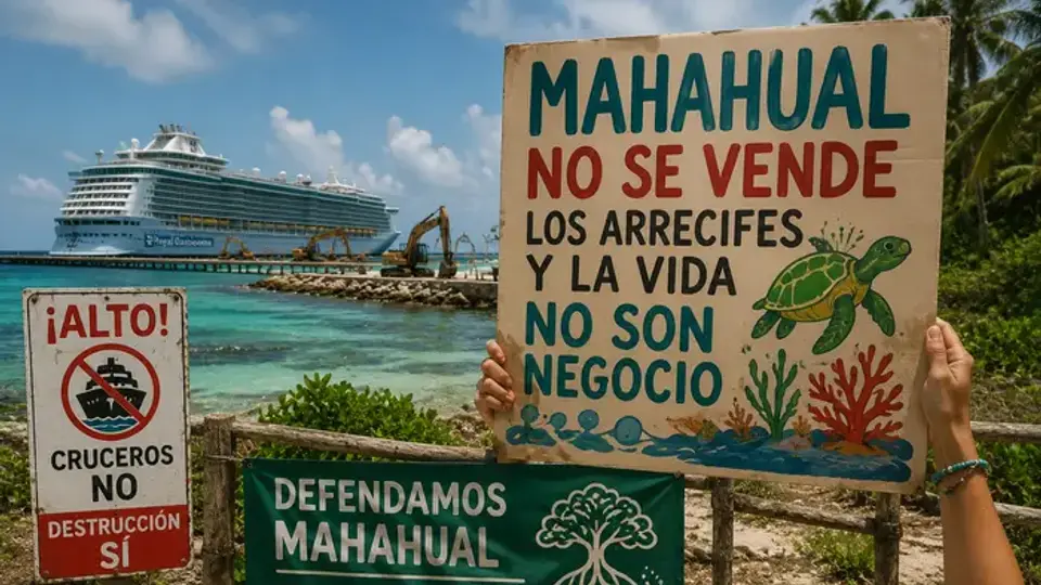 El proyecto de Royal Caribbean generó protestas por posibles afectaciones a manglares y fauna protegida./ IA