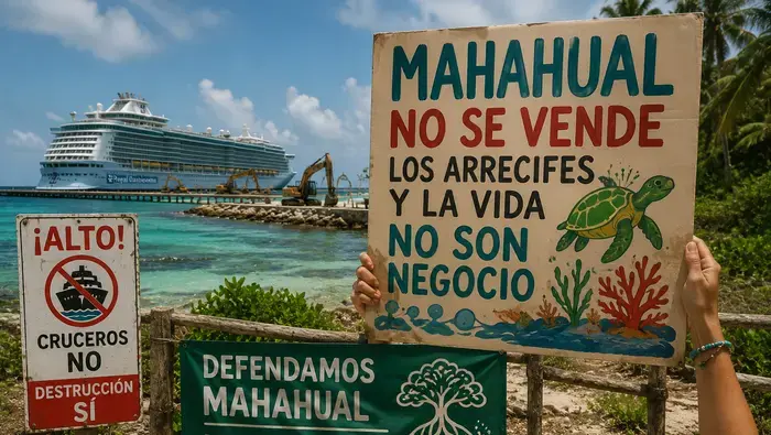 El proyecto de Royal Caribbean generó protestas por posibles afectaciones a manglares y fauna protegida./ IA