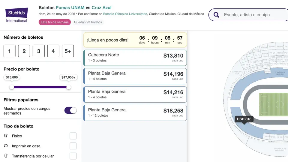 Precios de los boletos en reventa para la Final de Vuelta entre Cruz Azul y Pumas | CAPTURA