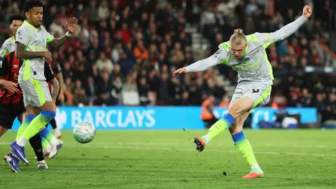 Erling Haaland en el partido de Bournemouth contra Manchester City en la Premier League | AP