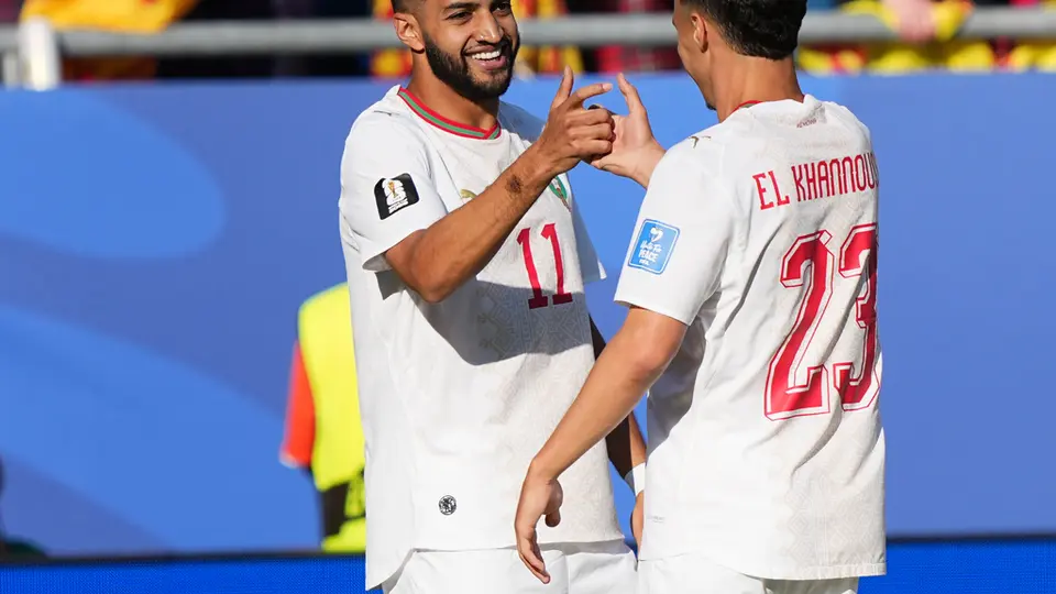 Ismael Saibari, celebrando su gol en el Marruecos contra Escocia l AP