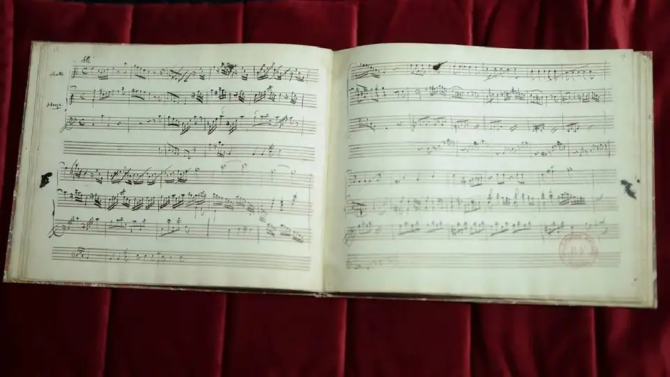 Manuscrito de Mozart es descubierto con 44 páginas y siete piezas en flauta y arpa / AFP