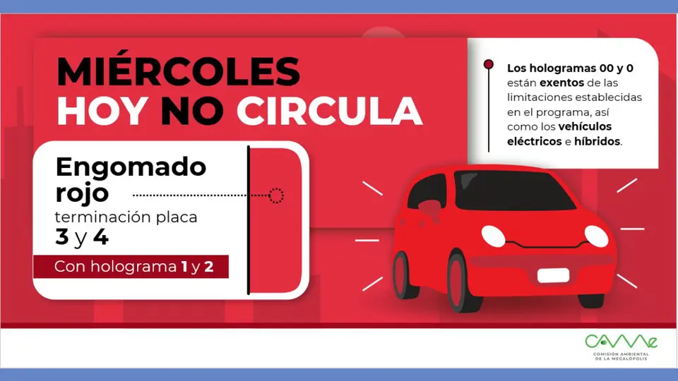 Los vehículos con engomado rojo, placas 3 y 4, y holograma 1 y 2, no circulan / Especial