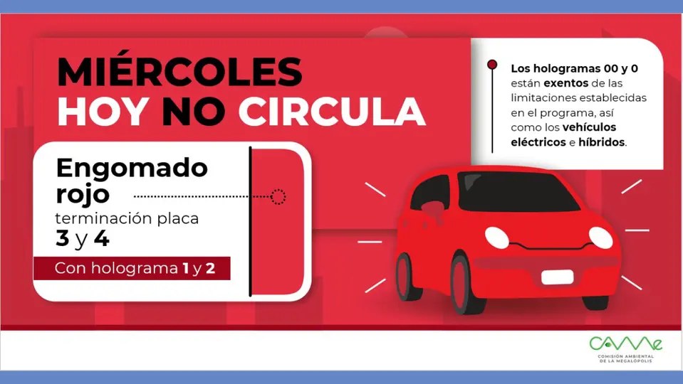 Los vehículos con engomado rojo, placas 3 y 4, y holograma 1 y 2, no circulan / Especial