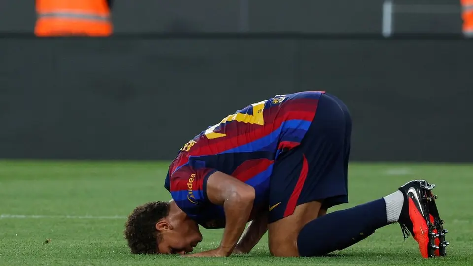 Hamza Abdelkarim tras marcar gol con Barcelona | AP