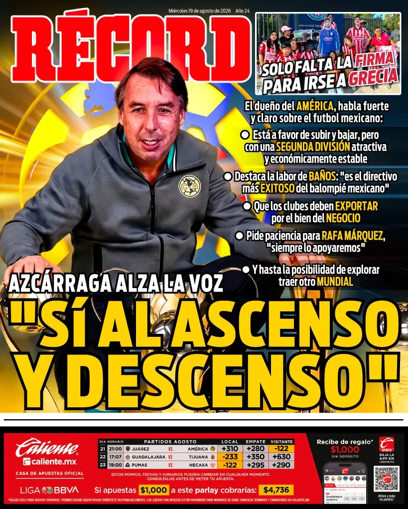 Portada RÉCORD 19 agosto 2026