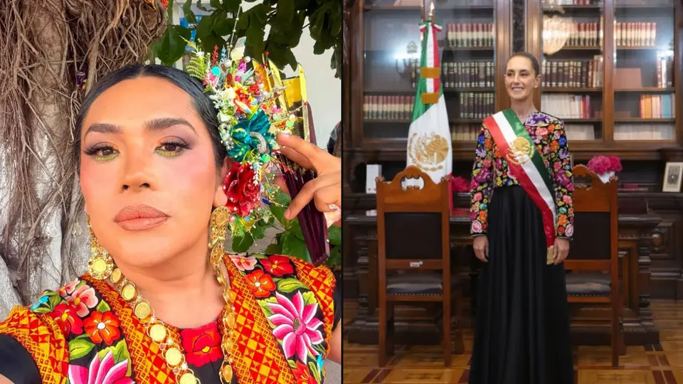 Balean casa de Elvis Guerra, diseñador del vestido que usó Claudia Sheinbaum en el Grito