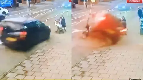 Video: Madre e hija se salvan milagrosamente de ser atropelladas por camioneta