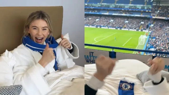 Influencer relata cómo es un juego de Chelsea desde la comodidad de una cama en Stamford Bridge